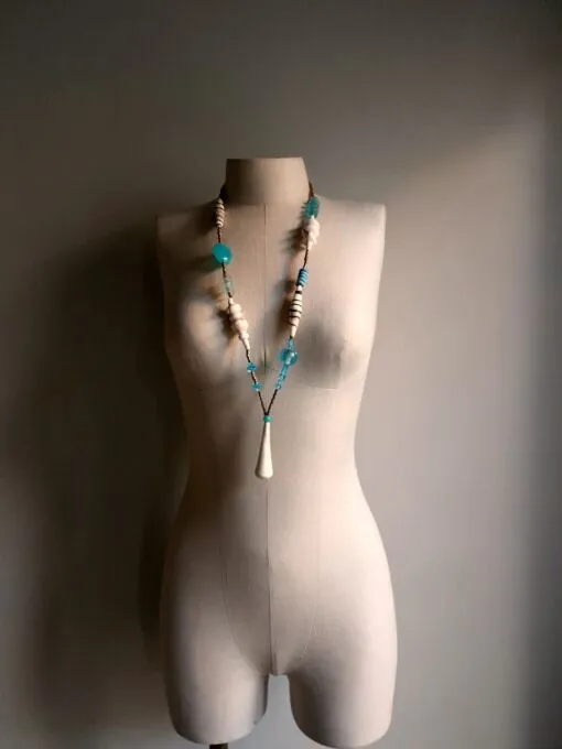 Blue & White Necklace with Pendant - Image 2