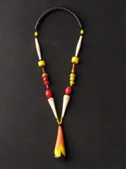 Black, Orange & Yellow Necklace with Pendant