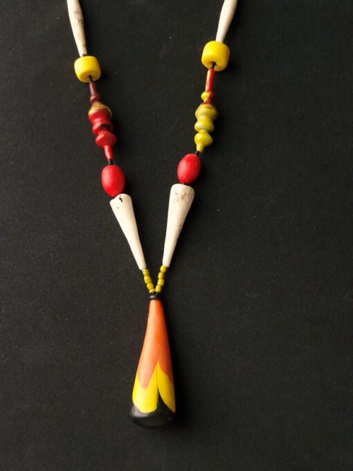 Black, Orange & Yellow Necklace with Pendant - Image 3