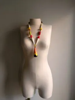 Alternative view of Black, Orange & Yellow Necklace with Pendant