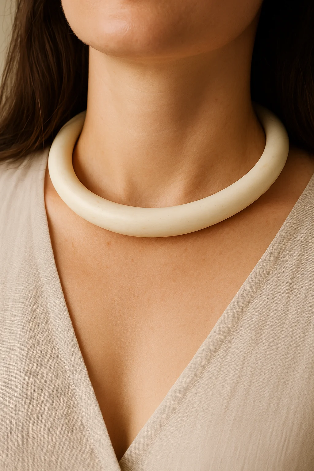 Vegan Ivory Collar Necklace - Size Small
