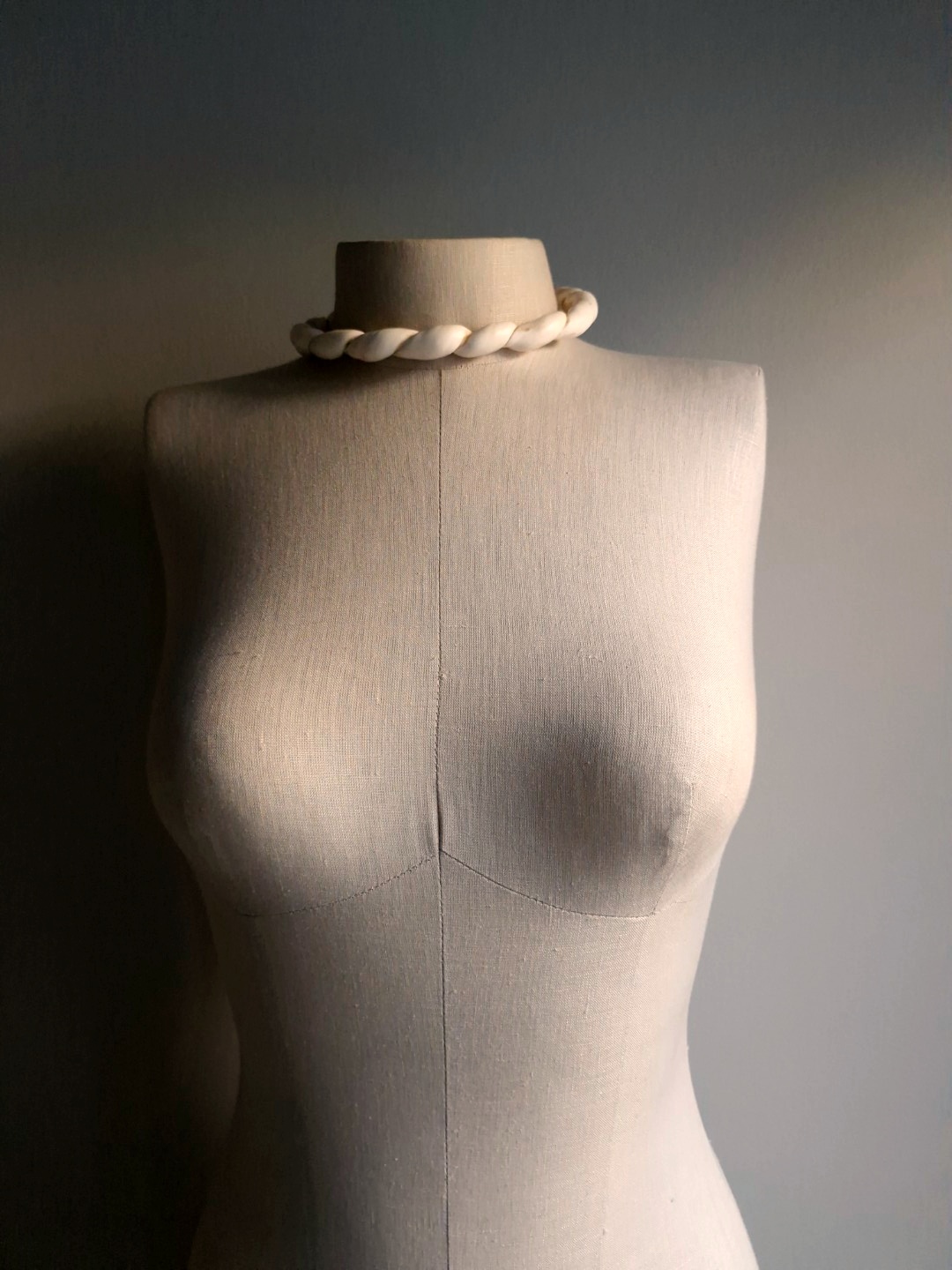 Vegan Ivory Twisted Collar Necklace - Adjustable Size - Image 3