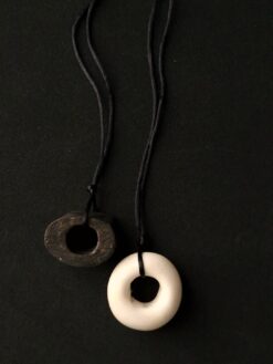 Black & Vegan Ivory Necklace Pair (Adjustable Length)