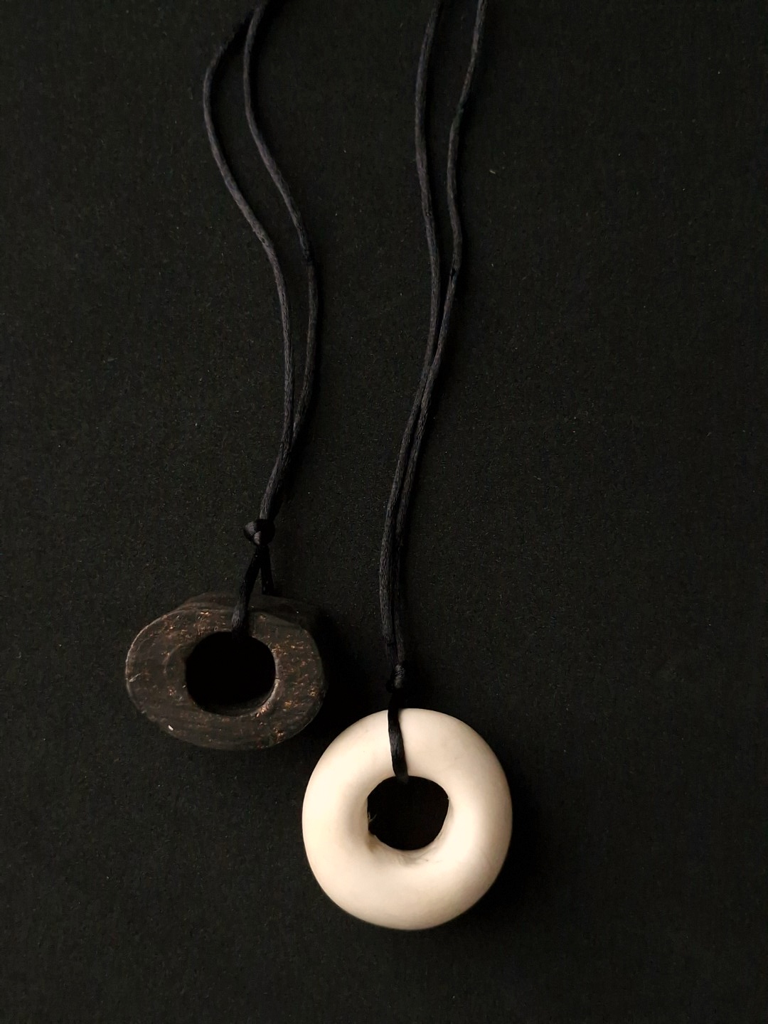 Black & Vegan Ivory Necklace Pair (Adjustable Length)