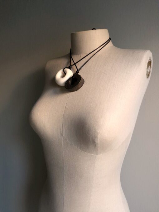 Black & Vegan Ivory Necklace Pair (Adjustable Length) - Image 3