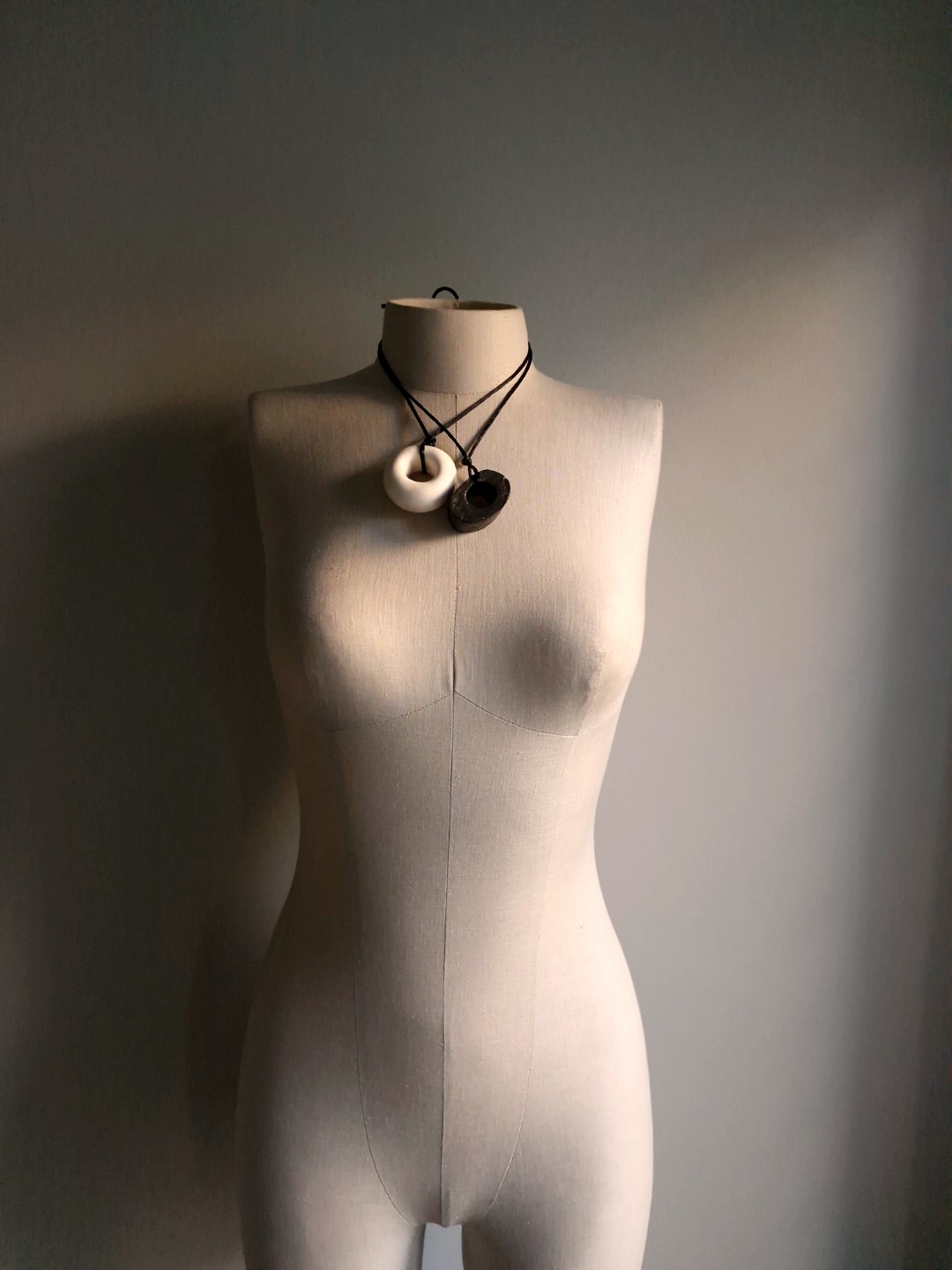 Black & Vegan Ivory Necklace Pair (Adjustable Length) - Image 4