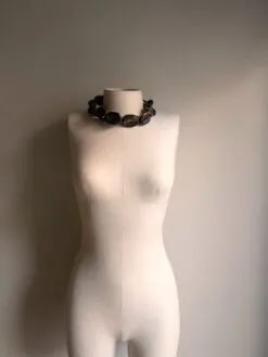 Alternative view of Black with Gold Sheen Pod Necklace (Adjustable Length)