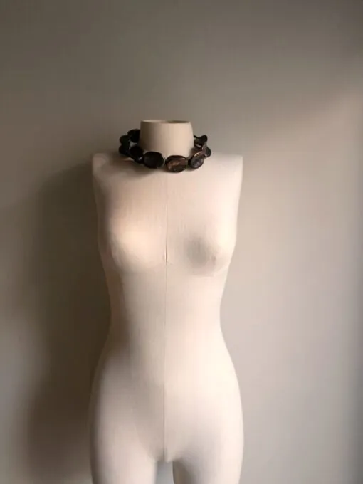 Black with Gold Sheen Pod Necklace (Adjustable Length) - Image 2