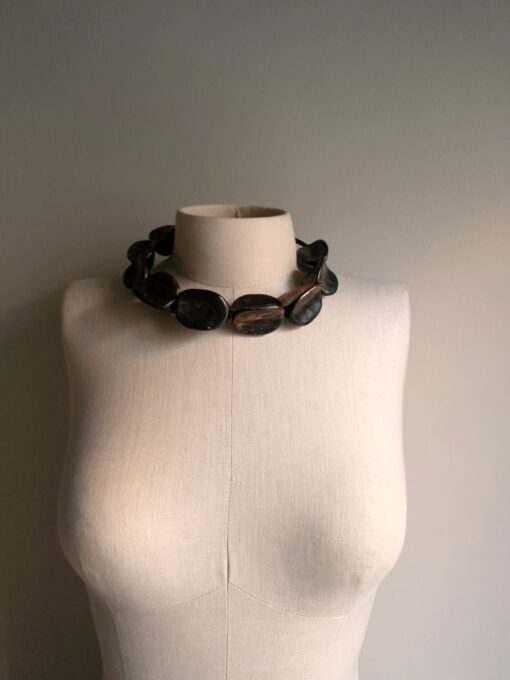 Black with Gold Sheen Pod Necklace (Adjustable Length) - Image 3