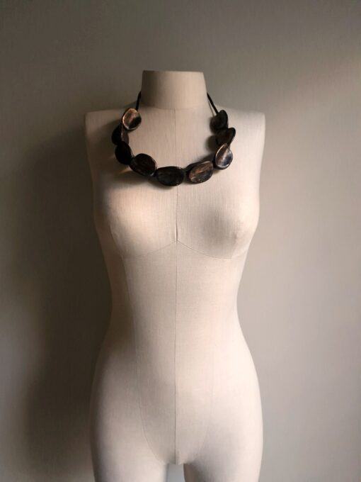Black with Gold Sheen Pod Necklace (Adjustable Length) - Image 4