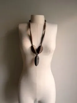 Alternative view of Black with Gold Sheen Necklace (Adjustable Length)