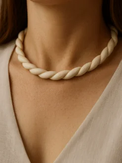 Vegan Ivory Twisted Collar Necklace - Adjustable Size