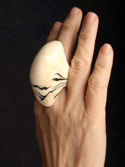 Vegan Ivory & Black Ring - Size 8.5