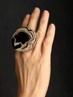 Vegan Ivory & Black Ring - Size 9