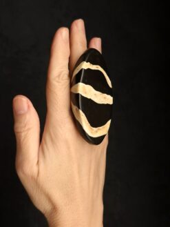 Vegan Ivory & Black Ring - Size 7.5