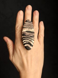 Alternative view of Vegan Ivory & Black Ring - Size 7