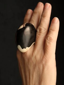 Vegan Ivory & Black Ring - Size 7