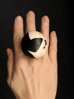 Vegan Ivory & Black Ring - Size 6.5