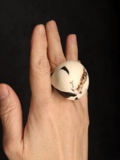 Alternative view of Vegan Ivory & Black Ring - Size 7.5