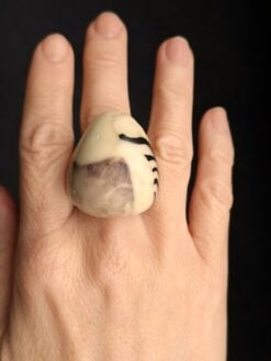 Vegan Ivory & Black Ring - Size 7.5