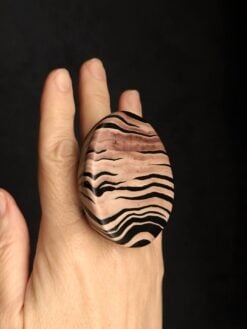 Alternative view of Vegan Ivory & Black Ring - Size 8