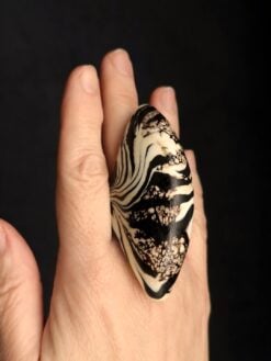 Alternative view of Vegan Ivory & Black Ring - Size 7
