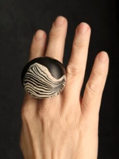 Alternative view of Black & Vegan Ivory Ring - Size 6