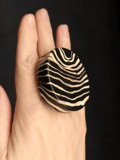 Alternative view of Vegan Ivory & Black Ring - Size 7