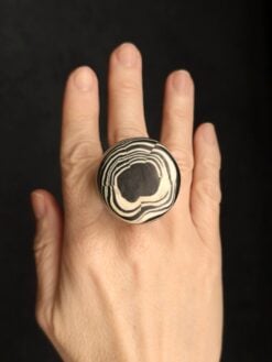 Alternative view of Vegan Ivory & Black Ring - Size 8