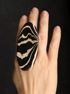 Vegan Ivory & Black Ring - Size 8.5