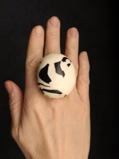 Vegan Ivory & Black Ring - Size 7