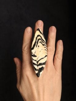 Vegan Ivory & Black Ring - Size 8