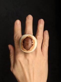 Vegan Ivory & Black Ring - Size 8