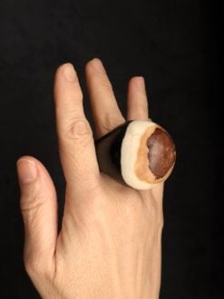 Alternative view of Vegan Ivory & Black Ring - Size 8