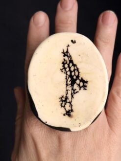 Vegan Ivory & Black Ring - Size 9