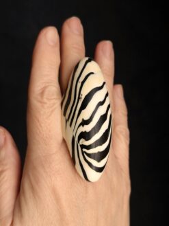 Alternative view of Vegan Ivory & Black Ring - Size 7.5