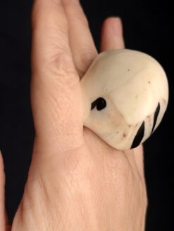 Alternative view of Vegan Ivory & Black Ring - Size 6.5