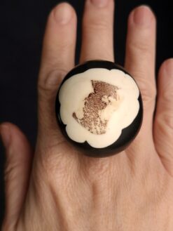 Vegan Ivory & Black Ring - Size 7