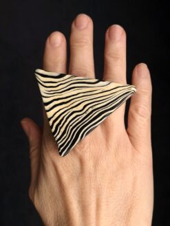 Alternative view of Vegan Ivory & Black Ring - Size 8