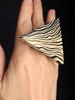 Vegan Ivory & Black Ring - Size 8
