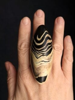 Vegan Ivory & Black Ring - Size 9.5