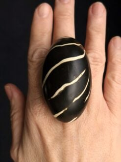 Black & Vegan Ivory Ring - Size 8