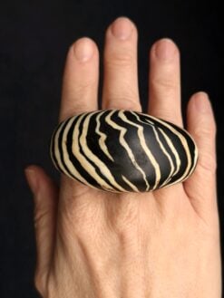 Vegan Ivory & Black Ring - Size 7