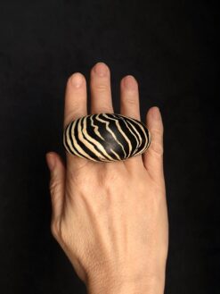 Alternative view of Vegan Ivory & Black Ring - Size 7