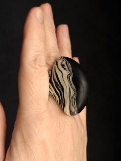Alternative view of Black & Vegan Ivory Ring - Size 6.5