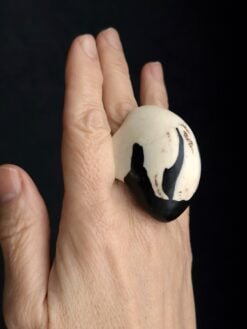 Alternative view of Vegan Ivory & Black Ring - Size 8
