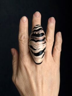Alternative view of Vegan Ivory & Black Ring - Size 9