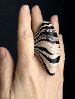 Vegan Ivory & Black Ring - Size 9