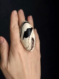 Vegan Ivory & Black Ring - Size 7