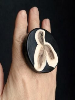Alternative view of Black & Vegan Ivory Ring - Size 6.5